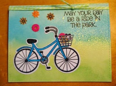 May your day be a ride in the park!
I used the Bicycle2stamp set and die for this card.  Background was created by me. Hope you enjoy.  I love this die set and stamp. I am new to this so please let me know what I can do to make these cards better.  Thank you!
Michael
Keywords: bicycle2stamp