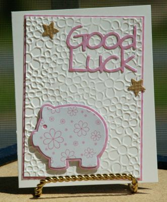 Good Luck
Sizzix Flower power Embossing Folder, Piggy Bank Die Set, 
Keywords: piggybank2stamp
