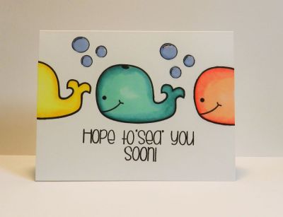 Hope to "Sea" You Soon!
A sweet little one-layer card using copics to color some fun and happy whales!
