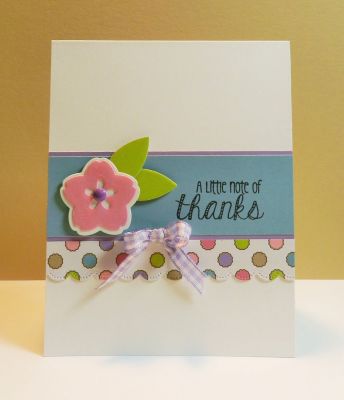 A Note of Thanks
I used last month's kit club kit plus some dies from the Step-Up Basic Die set to make this little cutie!
