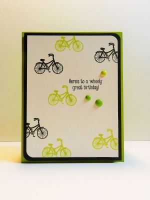 A Wheely Great Birthday!
A fabulous card for anyone on their birthday using unisex colors but they could be switched out to easily personalize this design for anyone on your list!
