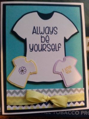 Always be yourself tshirt card
used July kit of the month to create this card
