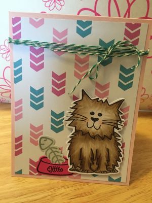 Kitty
Made cards with a friend of mine. I actually bought her the cat2stamp set for her birthday and we made cards with it today. 
Keywords: maycardkit, cat2stamp