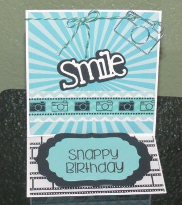 Smile
Easel card made using the May 2015 kit. Made for my daughter who is a photographer.
