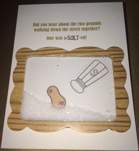 peanut joke card
I used Saltshaker2stamp and PB&J2enjoy stamp sets.
Keywords: saltshaker2stamp pb&j2enjoy