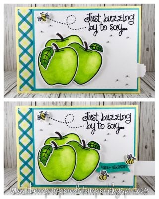 Surprise Apple Slider Card
Apple2stamp, Apple Dies, Bee4me, Bee Die Set, Stitched Rectangle Dies, Sizzix Alphabet Stamps & Banner Dies, Thank You Collection Patterned Paper
