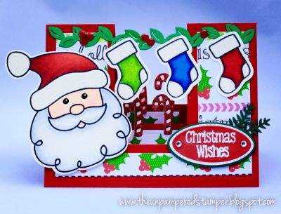 Christmas Stockings
Santa2stamp, Santa Dies, Sizzix Friends Forever Step-ups Card Die Set, "Ho Ho Ho Collection" patterned paper, stockings4christmas, stocking dies, oval dies, stitched oval dies
