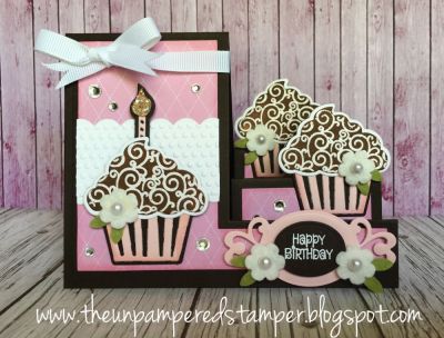 Birthday Cupcakes
Stamps4cupcaketriplit, Sizzix Triplits Cupcake Dies, Sizzix Basic Step-ups Card Die Set, Sizzix Borders Thinlits Die Set, Mini Flower Dies, Box Card Die Set (leaves for flowers), Mini4circles, Sweetheart Patterned Paper Collection
Keywords: step-ups