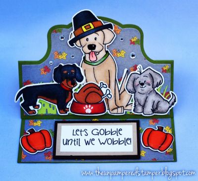 Let's Gobble Until We Wobble!
Friends4cookie, Friends4cookie Dies, Pilgrimboy2stamp, PilgrimGIRL2stamp, Pilgrim Boy & Girl Dies, Sizzix Bubbly Stand-up Card Die Set 
