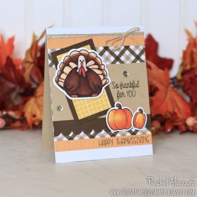 So Thankful For You
Turkey Pudgie Stamps & Dies, "Dream" Collection Patterned Paper, Stitched Rectangle Dies

