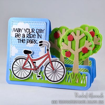 May Your Day Be a Ride in the Park
Sizzix Tree Step-ups Card, Bicycle2stamp, Bicycle Die Set, Happy Collection Patterned Paper
