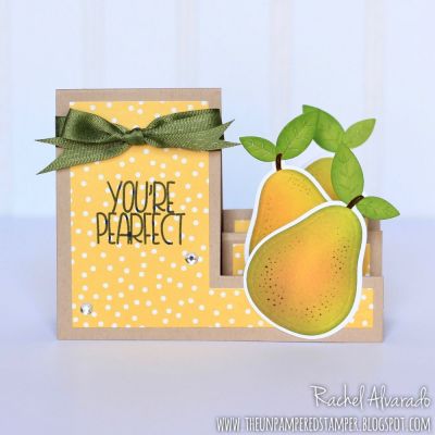 You're Pearfect
Pears2stamp Stamps & Dies, Sizzix Basic Step-ups Card Die Set, TSOL Inks for blending color onto pears (Banana, Kiwi, Candy and Green Apple).
