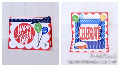 Celebrate 3-D Drop-ins 
Sizzix Celebrate 3-D Drop-ins Die Set, Sizzix 5x7 Circle Flip-its Card Set (Cupcake, Happy Birthday Sentiment, Balloons), Sizzix Flowers/Sentiments Scalloped Edge Drop-ins (scalloped panels)
