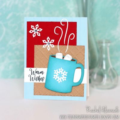 Warm Wishes
Hot Chocolate Dies
Sizzix Playful Embossing Folder
Stitched Square Dies
"Forever" Patterned Paper Pad
Sizzix Gifts Drop-in Set (snowflakes)
Ornament Dies (snowflake on mug)
