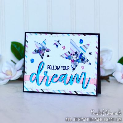 Follow Your Dream
Dream Statement Set, Stitched Star Dies, Stiched Rectangles, "Darling" Patterned Paper 
