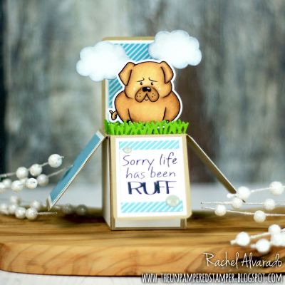 Sorry Life Has Been Ruff - Box Card
Dog Pudgie 3
Exclusive Box Card Die Set 
Clouds2cut Stamp & Die Set
Sizzix Tree Step-Ups Card Die Set (grass)

