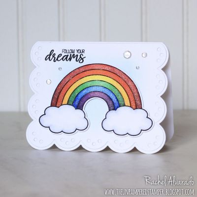 Follow Your Dreams
Sayings4rainbows, Rainbow2stamp, Rainbow Dies, Sizzix Greetings Scalloped Edge Drop-ins
