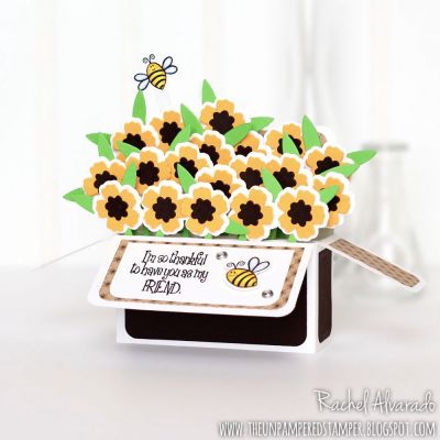 Bouquet Box Card
Sizzix Box Card Die Set
Sizzix Windows Stamps and Dies Combo (bees)
Messages4friends Stamp Set (sentiment)
TSOL cardstock
