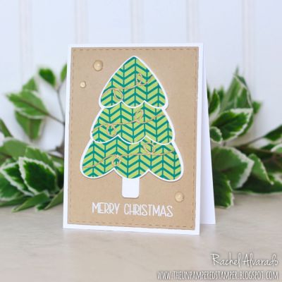 Merry Christmas
Christmastree2stamp Die Set, Stitched Rectangle Dies, "Happy Holidays" Patterned Paper
