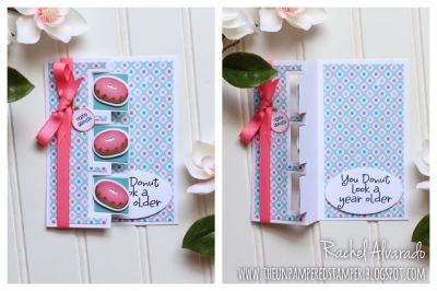 You Donut Look a Year Older
Donuts2stamp, Donut Dies, Sizzix Triple Square Flip-its Card Die Set, Stitched Oval Dies, Darling Patterned Paper, Sizzix Tags & Words Stamps & Dies (tag)
Keywords: TripleSquareFlipIt