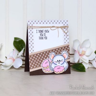 I Donut Know How To Thank You
Patterns4donuts, Donuts2stamp, Donut Dies, Mouse Pudgie, "Darling" Collection Patterned Paper
