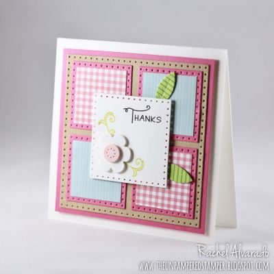 Thank You (Sizzix Dotted Squares)
Sizzix Dotted Square Dies, Quarter Flowers with Leaves Die Set, TSOL Patterned Paper
