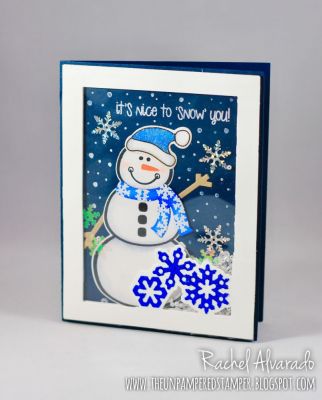* It's Nice To Snow You! (Shaker Card)
Sizzix Gift Drop-in Set, Sizzix Lovely Drop-ins, Snowman2build, Snowman Die Set, Hats4critters
