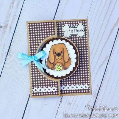 * Let's Play!
Dogsugarpudgie2stamp, Sizzix Large Circle #4 Flip-its Die Set, TSOL Colored Cardstock and Patterned Paper
