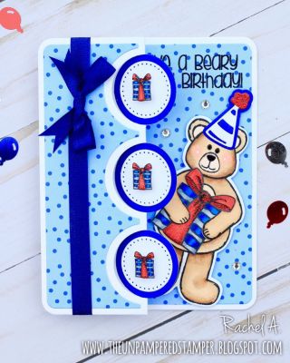 Have a Beary Happy Birthday!
Bear2stamp, Bear Dies, Sizzix Triple Circle Flip-its Die Set, Happy Birthday Collection Patterned Paper, Birthday4Cookie, Stamp2build, Hats For Critters Dies
Keywords: TripleCircleFlipIt