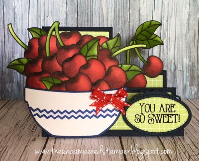 You Are So Sweet!
Cherries2stamp
Cherry Dies
Sayings4Cherries
Sizzix Basic Step-ups Card Die Set
Make a Wish Patterned Paper 
Celebrate Patterned Paper 
Stitched Circle Dies
