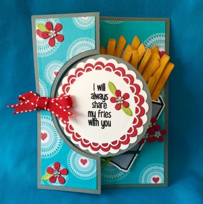 I Will Always Share My Fries With You
Sizzix No.2 Circle Flip its Card
French Fry Dies
Frenchfries2stamp
Faces4stamp
Sizzix Circles, Scallop Framelits Die Set
Snowman Die Set
Triplits Flowers #3
Love Story Collection Patterned Paper
