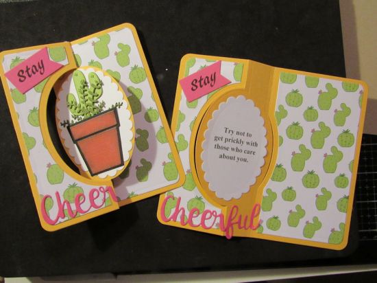 Stay Cheerful Cactus Card
I used the succulents stamps and dies to create a "prickly" card to remind couples to be kind to each other while they are self-quarantined during covid-19.  It can't be easy living in close quarters constantly.  
