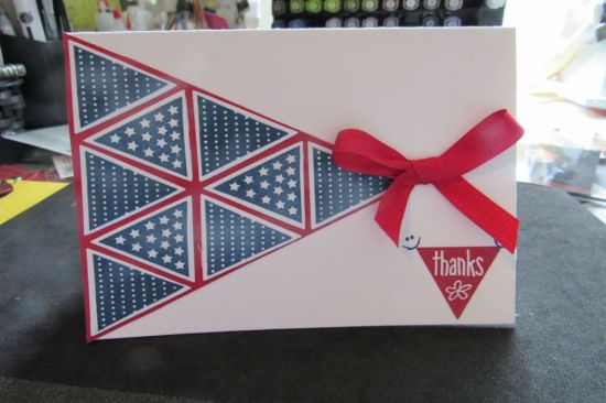 Memorial Day card
I CASEd a card made by debfelts-Designteam because I just loved her card and thought it would be perfect to give my neighbor for Memorial Day.  I did change it up a bit. I couldn't find a stamp or die that worked for a veteran, so I typed the inside sentiment.  
