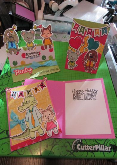 Party Animal Birthday Cards
These are cards I made to send to Cards for Cubs, an organization that solicits and provides birthday and encouragement cards for agencies that serve foster children.  
