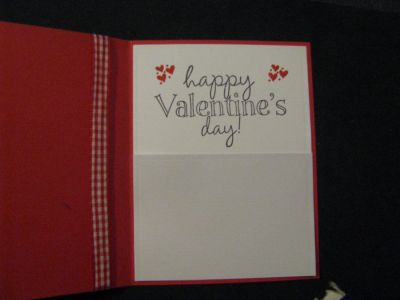 Valentine's Card - inside
I used the Lovely Drop-In card set to create this card.  In addition, I used the Hearts2Love stamp and red gingham ribbon from the February 2018 card kit.

