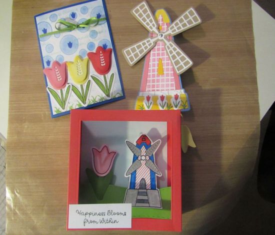 Wonderful Windmills
I "finally" sat down long enough to watch this class video and make the cards.  I made the shadow box with the 5" set because it was the only shadow box die set I had.  It still turned out fine.  
