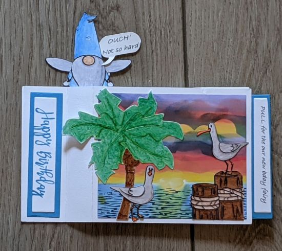 Gnome Wiper Birthday - wiper out
Fun birthday card using the surprise wipe die and the seagulls class dies.
Keywords: birthday wiper gnomes seaside sunset