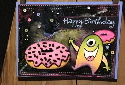 Happy Birthday.... You donut look a 
Card for my sons birthday, he love science , outer space and donuts.
