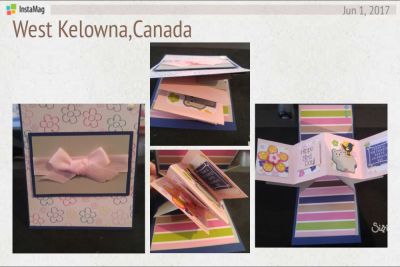 Twisted pop up card
A birthday card with a pop up twist. As you open the card the inside twists as it pops up making a statement.
Keywords: Hippo2stamp; twisted pop up; awesome paper collection; flower power; 