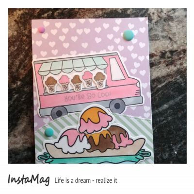 Thank you card for a babysitter
You're so cool. Icecream truck and bananasplit sets collide.
Keywords: Ice cream truck, banana split, thank you card, 