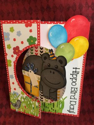 Hippo Bird Day Front
Sizzix Circle Flip-it's #4 Card Die
Hippo2stamp
Sizzix Triplets Gifts Dies
Grass Die
Balloons2cut Set
Spinners2stamp
TSOL paper Happy Collection
