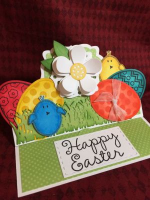 Happy Easter Eggs
Sizzix Bubbly Stand-ups Card
Rectangle Dies
Eggs2hunt Stamps
Egg Dies
Eggs4easter Stamps 
Grass Die
Sizzix Flowers #3

