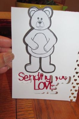Love see thru
I die cut the word frame out of the front of the card and then cut the words and glued them inside of the card.

