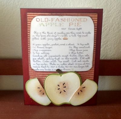Apple Pie recipe card with pie crust recipe inside
