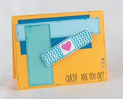Ouch, Are You OK?
Before I bought the coordinating die, before I upgraded to die hard club. Using up scraps.  Had a small stash of things away from my craft room (recovering) from surgery) and trying to use what I had available.
