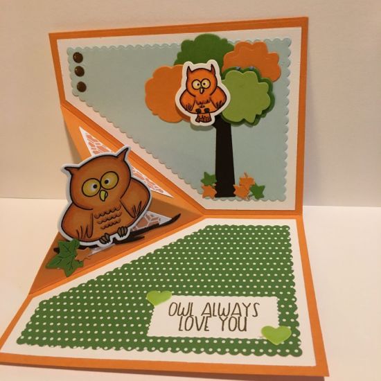 Owl Side Pop Out Card (Opened)
