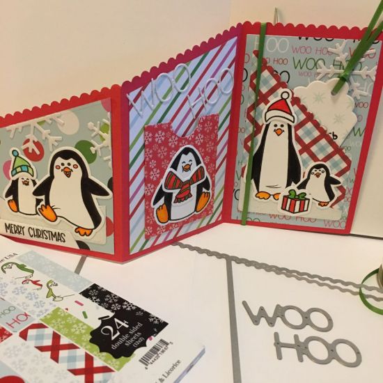 Z-fold gift card holder with Penguins (side A)
