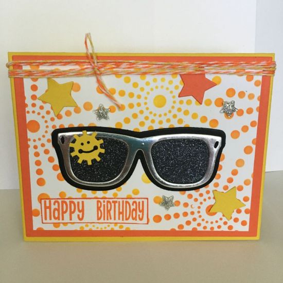 Sunglasses Birthday on Stencil Background

