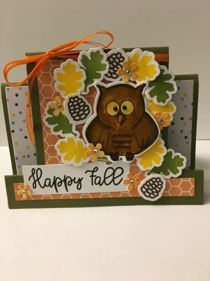 Happy Fall Step up with Owl and Leaf-Wreath
