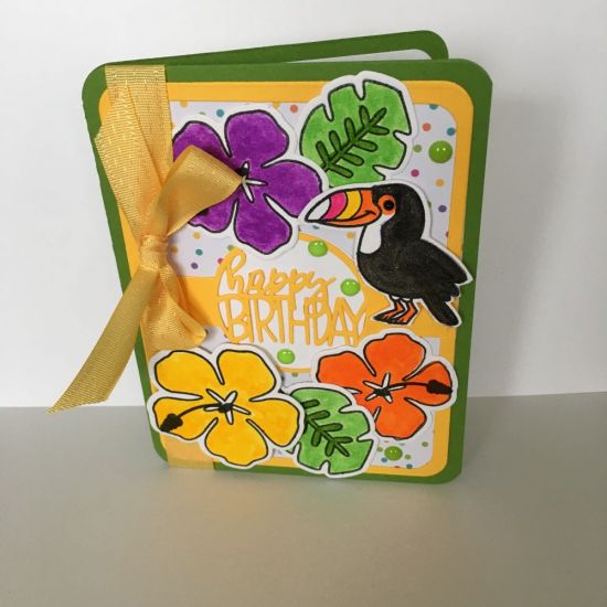Tropical flowers & toucan HB
